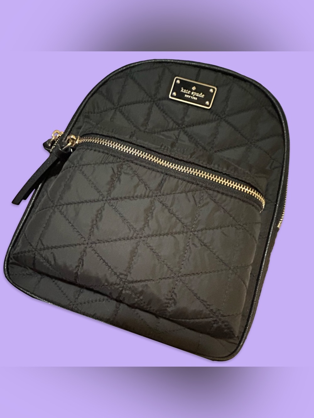 NWT KATE SPADE QUILTED BACKPACK,DIAMOND PATTERN, w/GOLD TONE HARDWARE.ADJUSTABLE - Picture 9 of 16